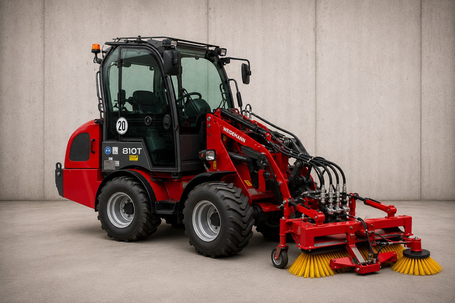 Kompaktlader mit Kehrmaschine